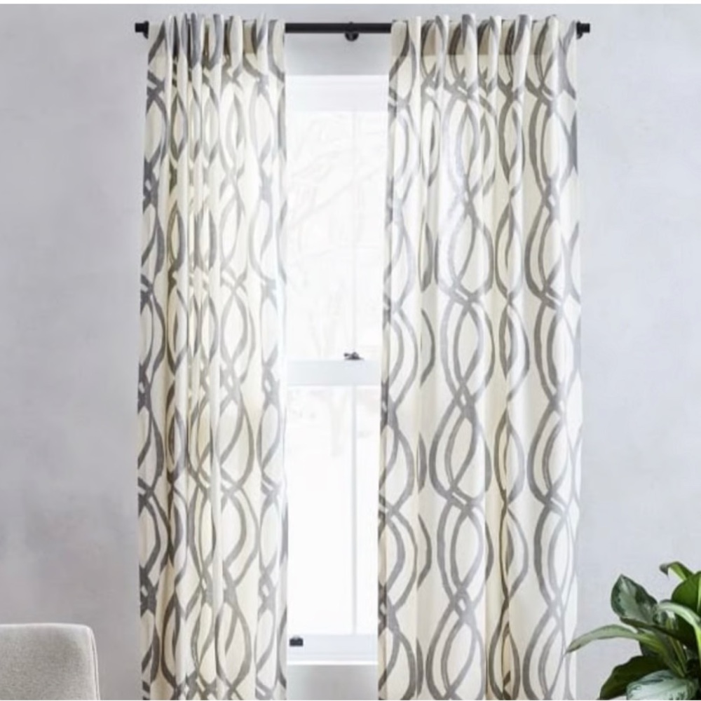 West Elm Curtain Panels - Cotton Scribble Lattice Hidden Tab 6-panels